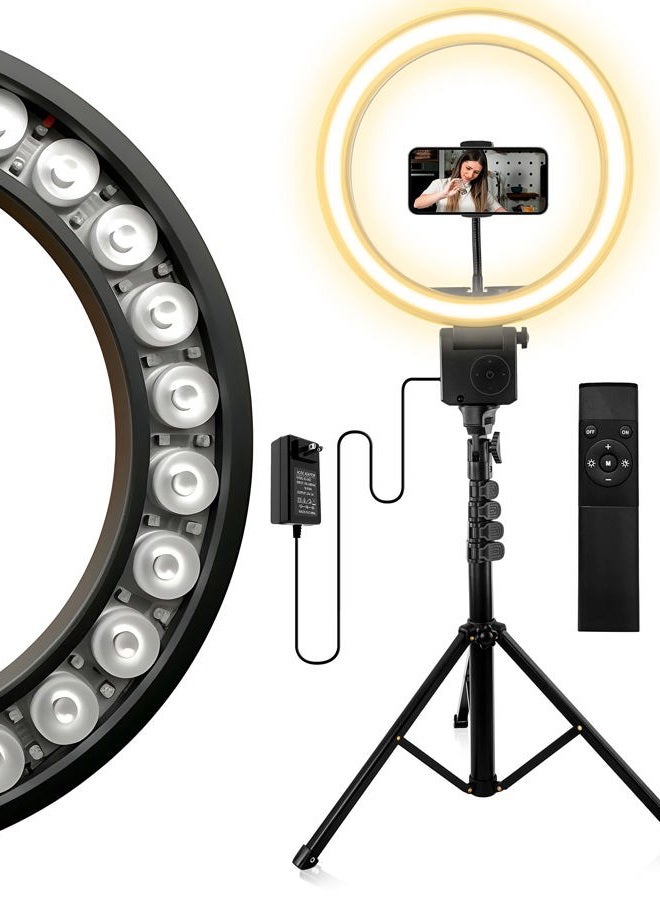 AGOGO 12'' LED Ring Light with Tripod Stand and Phone Holder, 24W High Power LED Bulb,Selfie Halo Light for Photography/Makeup/Vlogging/Live Streaming - Image 1